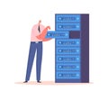 Sysadmin Servicing Server Racks Testing or Repair Appliance. System Administrator Character Upkeeping, Administration