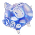 Syscoin (SYS) Clear Glass piggy bank with decreasing piles of crypto coins.