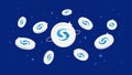 Syscoin SYS coins falling from the sky. SYS cryptocurrency concept banner background Royalty Free Stock Photo