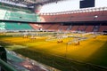 System of additional lighting sports natural lawn MLR illuminates the grass at the stadium Giuseppe Meazza or San Siro, built in