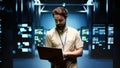 System admin walking in data center