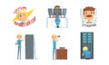 System administrator characters set. People adjusting network connection, working on computer and upkeeping server