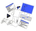 System administrator work on computer or repairing pc. Programmer searching for malware or bug in software or program