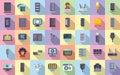 System administrator icons set flat vector. Server data Royalty Free Stock Photo