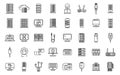 System administrator icons set outline vector. Server data Royalty Free Stock Photo