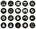 System Administrator Icons White On Black Flat Design Circle Set Big Royalty Free Stock Photo