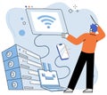 System administrator, IT worker employee. Ensuring regular operation of computer equipment