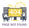 System administrators troubleshooting page error 404, flat vector illustration. Page not found.