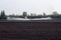 The system of automatic agricultural irrigation, irrigation of the field in the arid zone of agriculture. A long line of