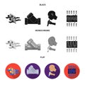 System, balloon, hand, trial .Water filtration system set collection icons in black, flat, monochrome style vector