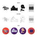 System, balloon, hand, trial .Water filtration system set collection icons in black,flat,outline style vector symbol