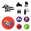 System, balloon, hand, trial .Water filtration system set collection icons in black,flat style vector symbol stock