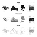 System, balloon, hand, trial .Water filtration system set collection icons in black,monochrome,outline style vector