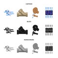 System, balloon, hand, trial .Water filtration system set collection icons in cartoon,black,monochrome style vector