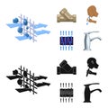 System, balloon, hand, trial .Water filtration system set collection icons in cartoon,black style vector symbol stock