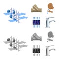 System, balloon, hand, trial .Water filtration system set collection icons in cartoon,monochrome style vector symbol