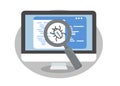 System bug concept. Code bug concept. Vector bug in the system. Bug searching. Illustration Royalty Free Stock Photo
