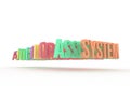 System, business conceptual colorful 3D words. Communication, illustration, message & backdrop.