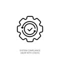 System Compliance Icon: Gear with Checkmark and Arrows Royalty Free Stock Photo