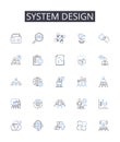 System design line icons collection. Strategic planning, Budget control, Marketing research, Data analysis, Financial