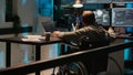 System engineer with impairment working on web programming Royalty Free Stock Photo