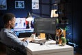 System engineer typing in script code for security and protection Royalty Free Stock Photo