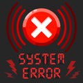 System error alert message with alarm sign