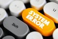 System Error refers to a malfunction or failure within a computer system or software application, text button on keyboard Royalty Free Stock Photo