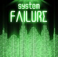 System failure with cyber binary code background