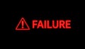 System failure warning showing red error message on black background Royalty Free Stock Photo