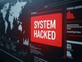 System Hacked Alert on Screen Cyber. Royalty Free Stock Photo