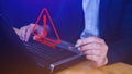 System hacked warning alert on Laptop, Cyber attack on computer network, Virus, Spyware, Malware or Malicious software, Cyber