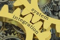 System integration concept on the gearwheels, 3D rendering Royalty Free Stock Photo