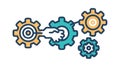 System integration icon with flowing connected gears. vector design Generative AI Royalty Free Stock Photo