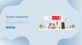 System integration technology for website template or landing homepage banner - vector