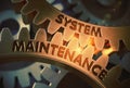 System Maintenance on Golden Cogwheels. 3D Illustration.
