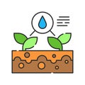 System monitoring the crop field with the help of sensors. Smart farming color linear icon. Sign for web page, app. UI UX GUI Royalty Free Stock Photo