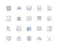 System operation line icons collection. Optimize, Execute, Operate, Manage, Control, Automate, Monitor vector and linear Royalty Free Stock Photo