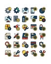 system setting setup, filled outline icon set Royalty Free Stock Photo