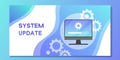 System software update and upgrade banner. Loading new software process on computer screen, vector illustration. Concept Royalty Free Stock Photo