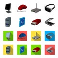 A system unit, a flash drive, a scanner and a SD card. Personal computer set collection icons in cartoon,flat style Royalty Free Stock Photo