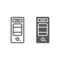 System unit line and glyph icon, hardware and device, case for the computer sign, vector graphics, a linear pattern on a Royalty Free Stock Photo