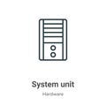 System unit outline vector icon. Thin line black system unit icon, flat vector simple element illustration from editable hardware Royalty Free Stock Photo