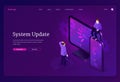 System update isometric landing page, web banner Royalty Free Stock Photo