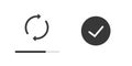 System update upgrade progress bar icon vector simple modern graphic, finished software loading check mark symbol sign pictogram,