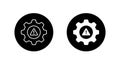 System warning gear icon in black circle. Settings alert symbol. Error configuration sign Royalty Free Stock Photo