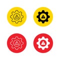 System warning gear icon in flat design. Settings alert symbol. Error configuration sign Royalty Free Stock Photo