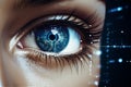 System woman ocular digital concept eye human technology science vision glowing protection cyberspace green futuristic Royalty Free Stock Photo