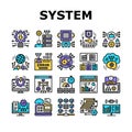 System Work Process Collection Icons Set Vector