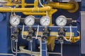 Systems cooper pipes with Four manometers Royalty Free Stock Photo